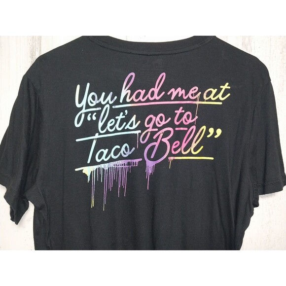 Taco Bell You Had Me At Let's Go To Women's Large Black T-Shirt Uniform Tee - Picture 4 of 4